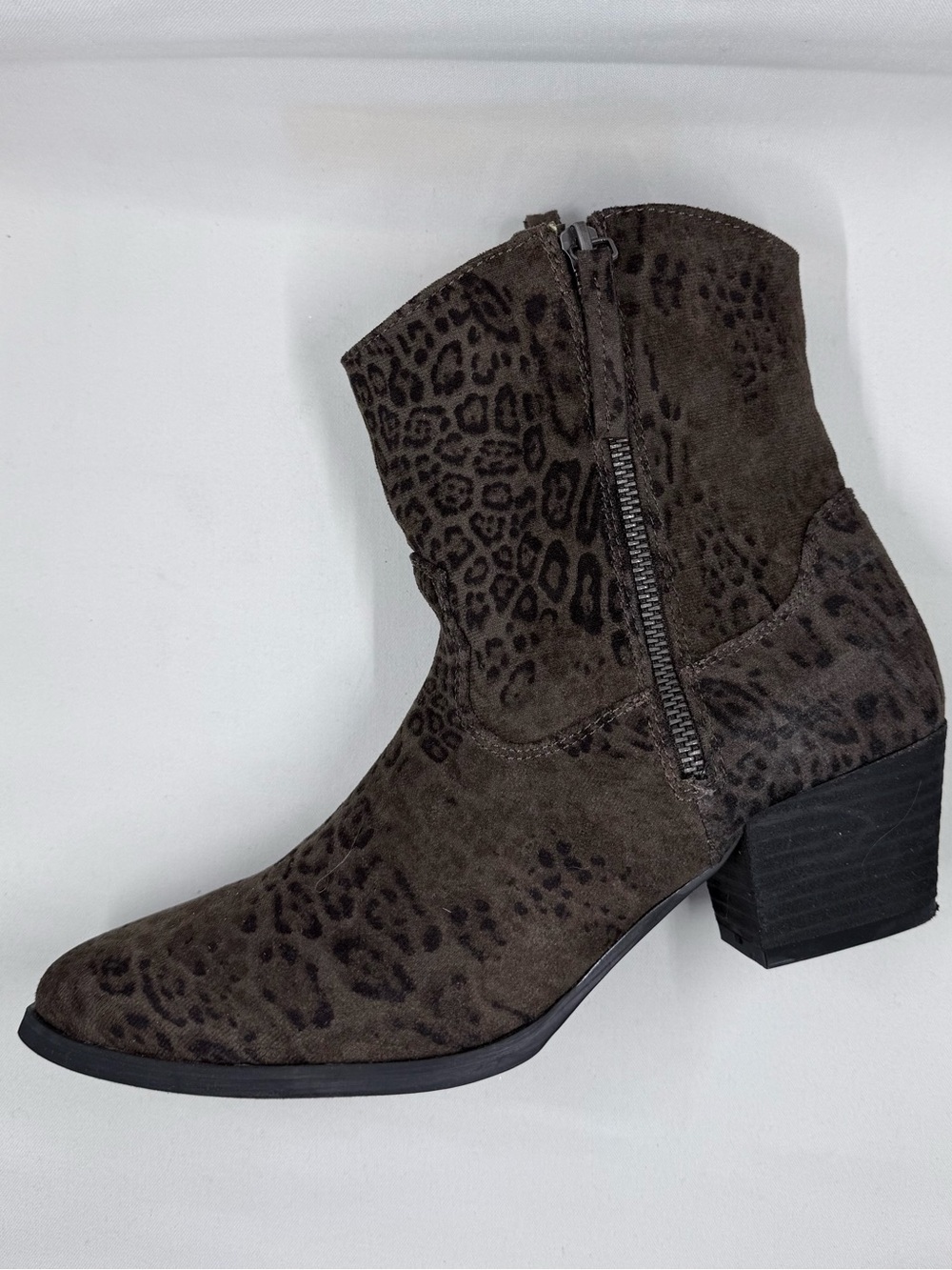 Very G Leopard-Print Suede Ankle Boot - Dark Brown